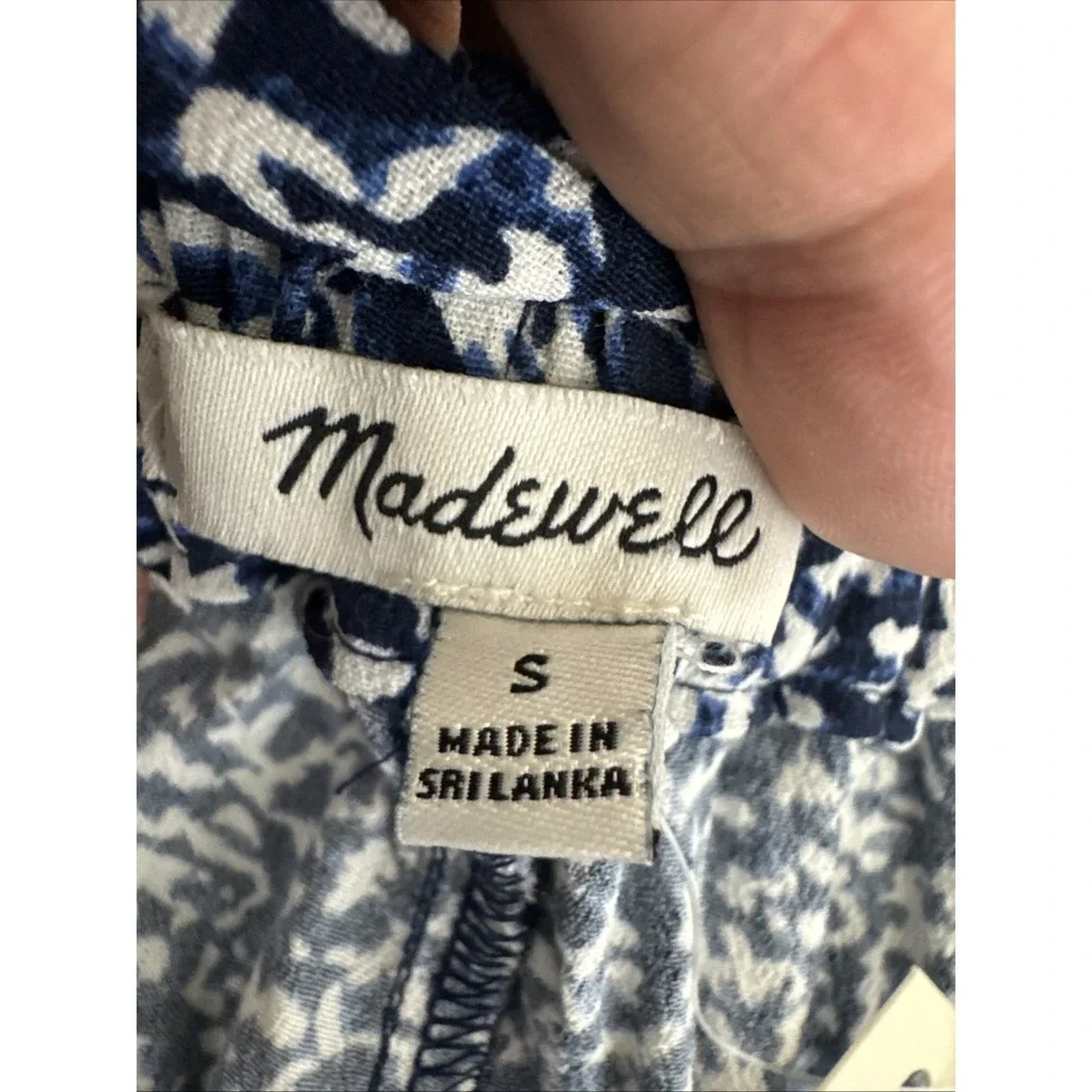 Madewell Women's‎ S Pull On Relaxed Shorts Blue White NWT Inseam 3.75
